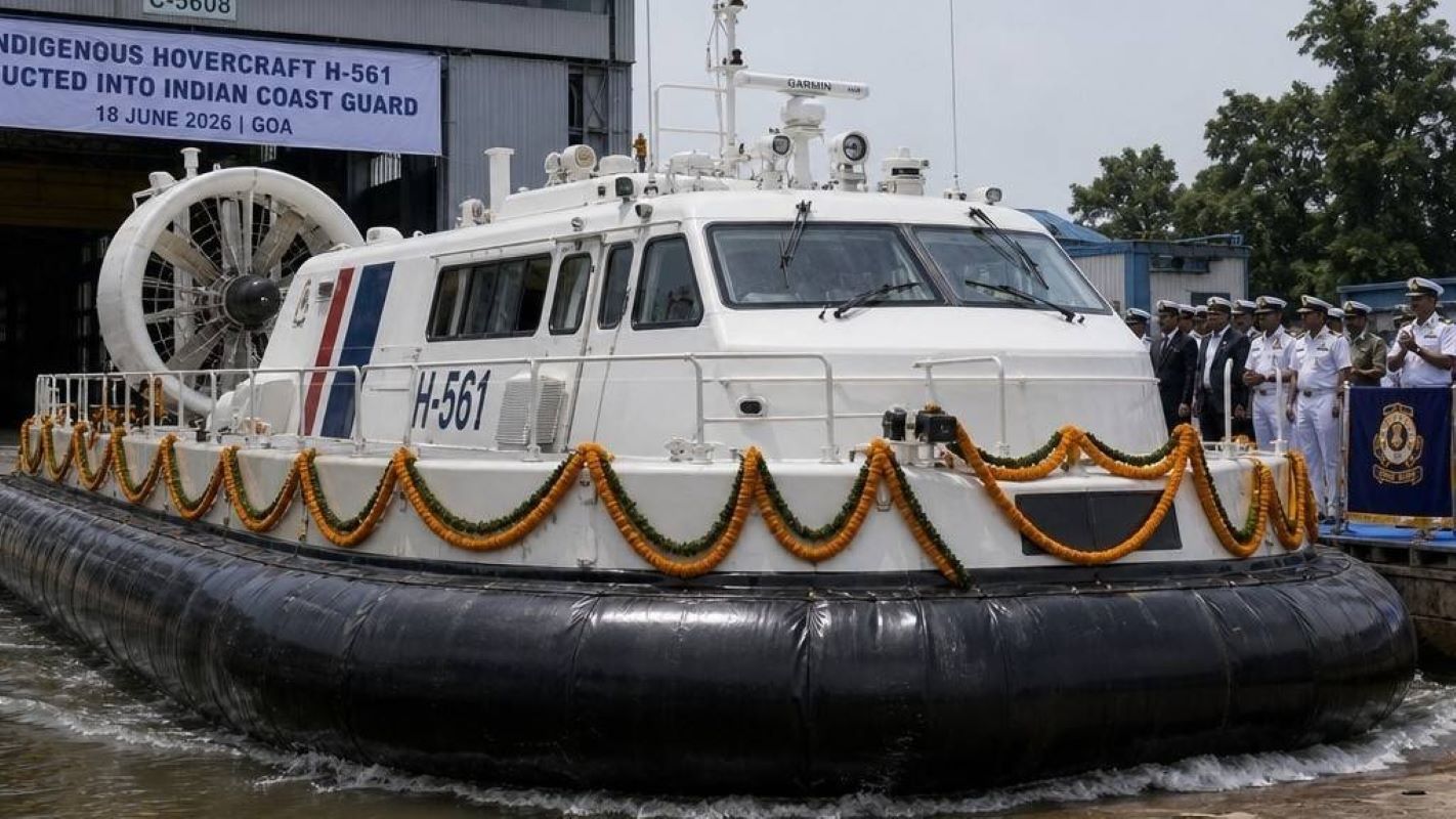 Indian Coast Guard inducted its first indigenous Air Cushion Vehicle (ACV), designated H-561